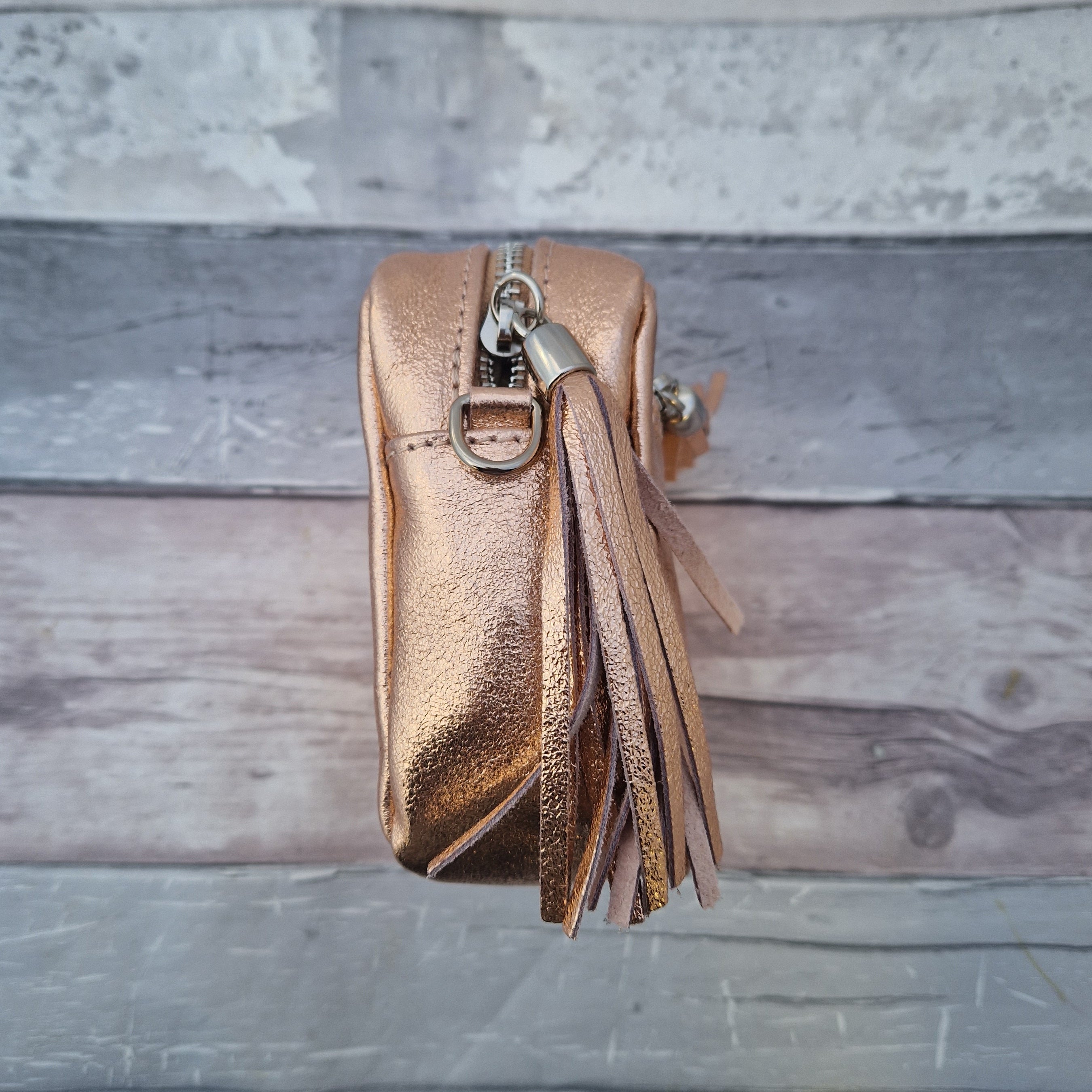 Rose gold 2024 leather clutch