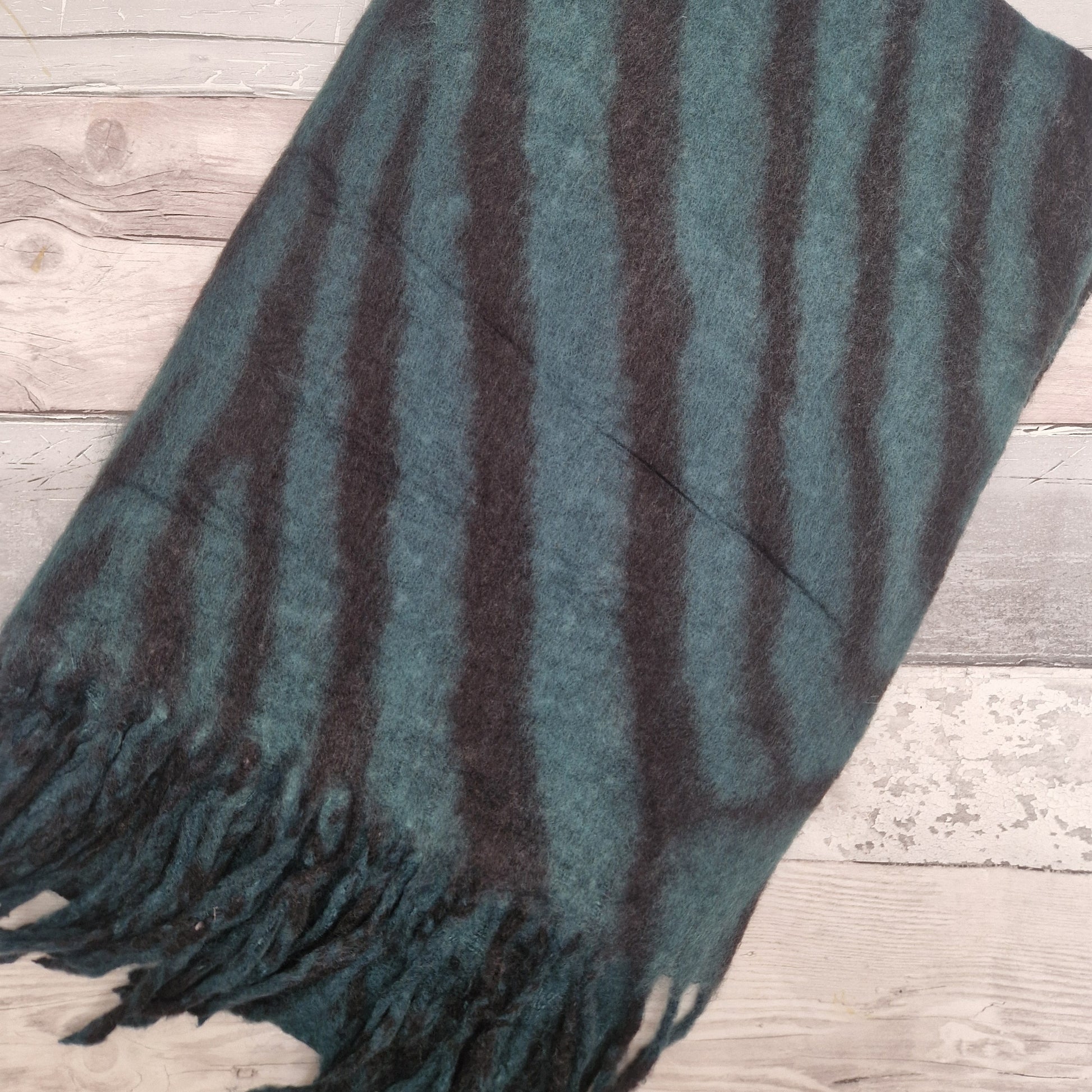 Large Black and Green Blanket scarf in a Zebra print design.