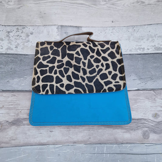 Charvi - Leather Animal Print Crossbody Bag with carry handle - End of Line