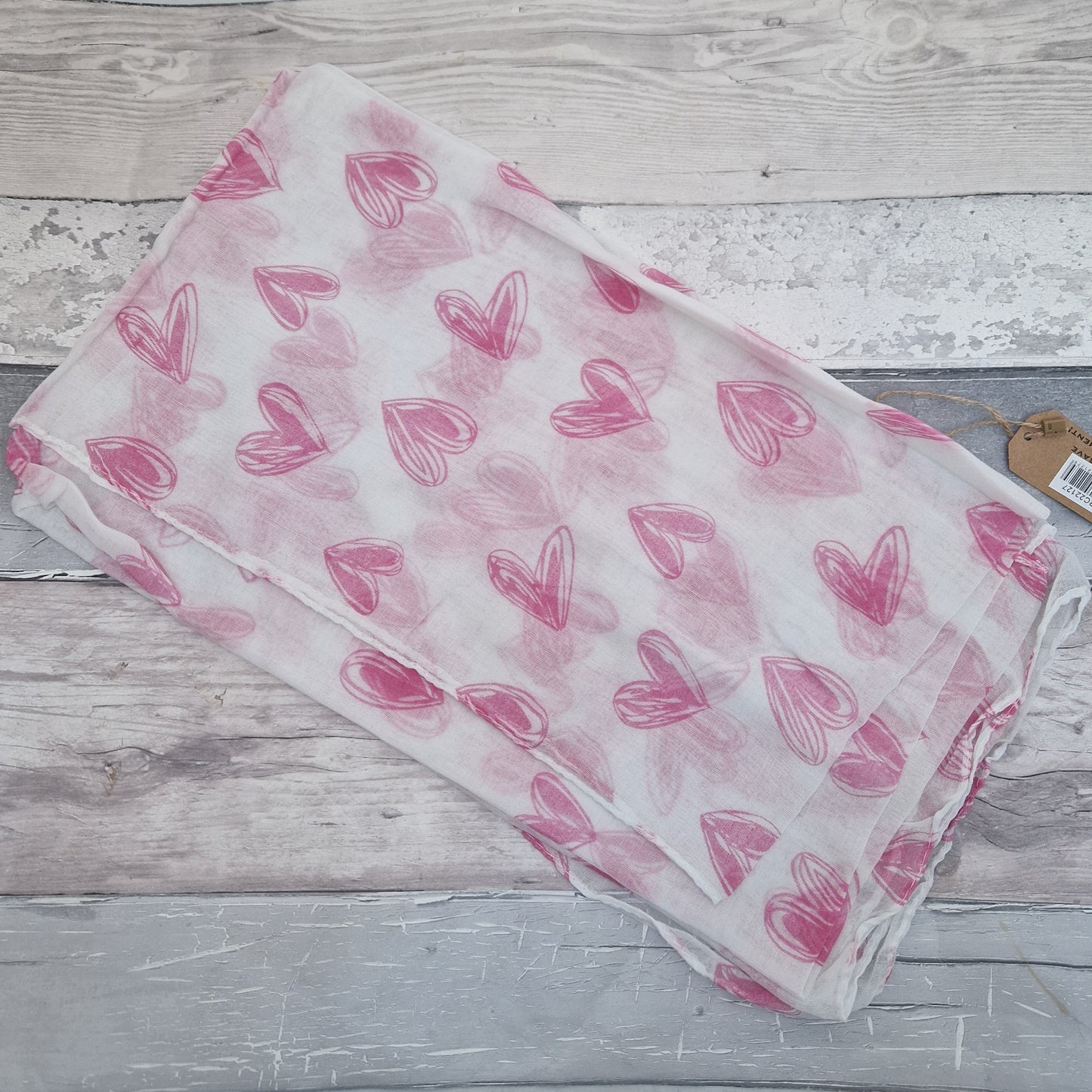 Recycled Plastic Bottles White "Eco" Scarf with Love Heart Print in 3 colours