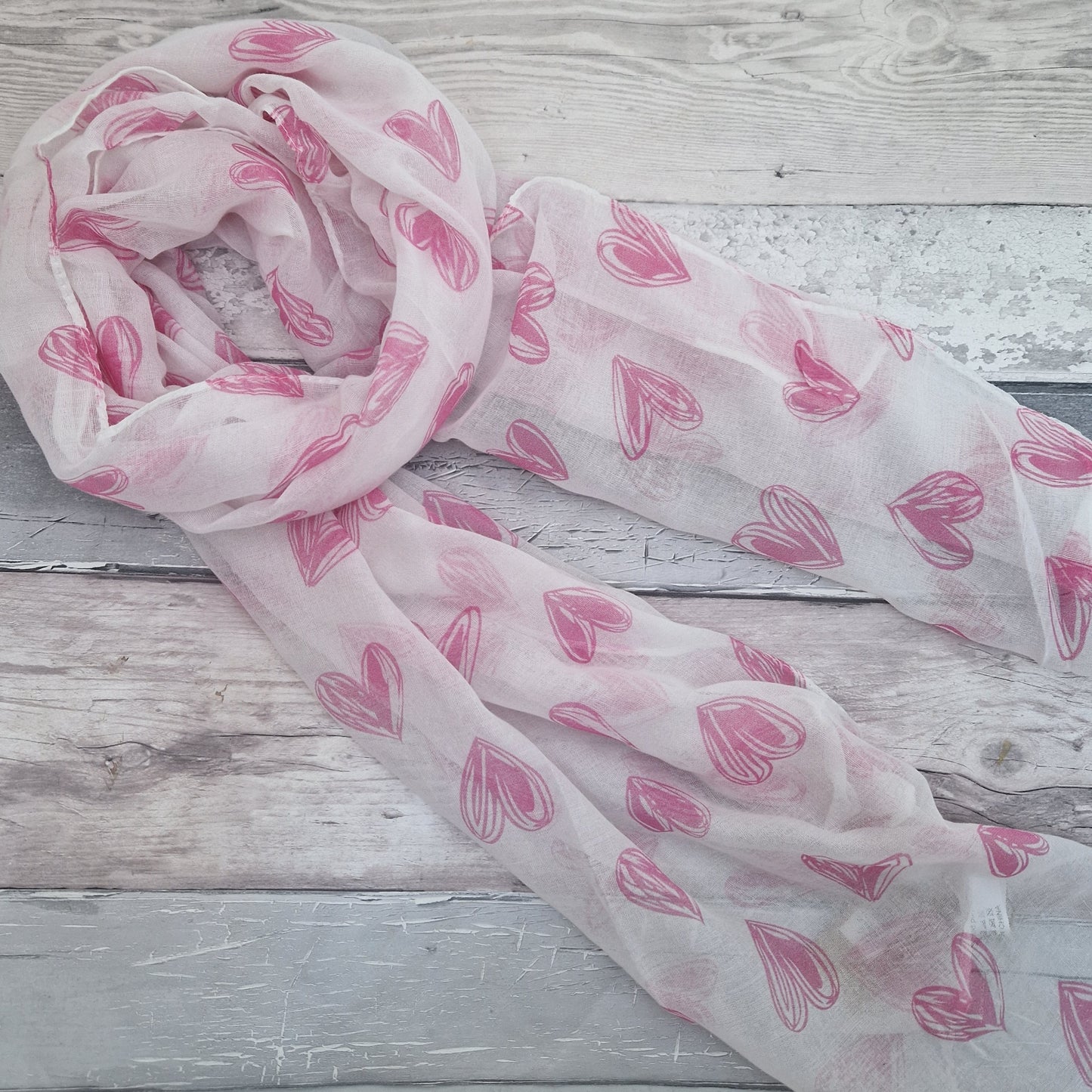 Recycled Plastic Bottles White "Eco" Scarf with Love Heart Print in 3 colours