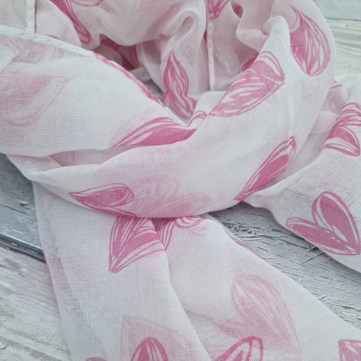 Recycled Plastic Bottles White "Eco" Scarf with Love Heart Print in 3 colours