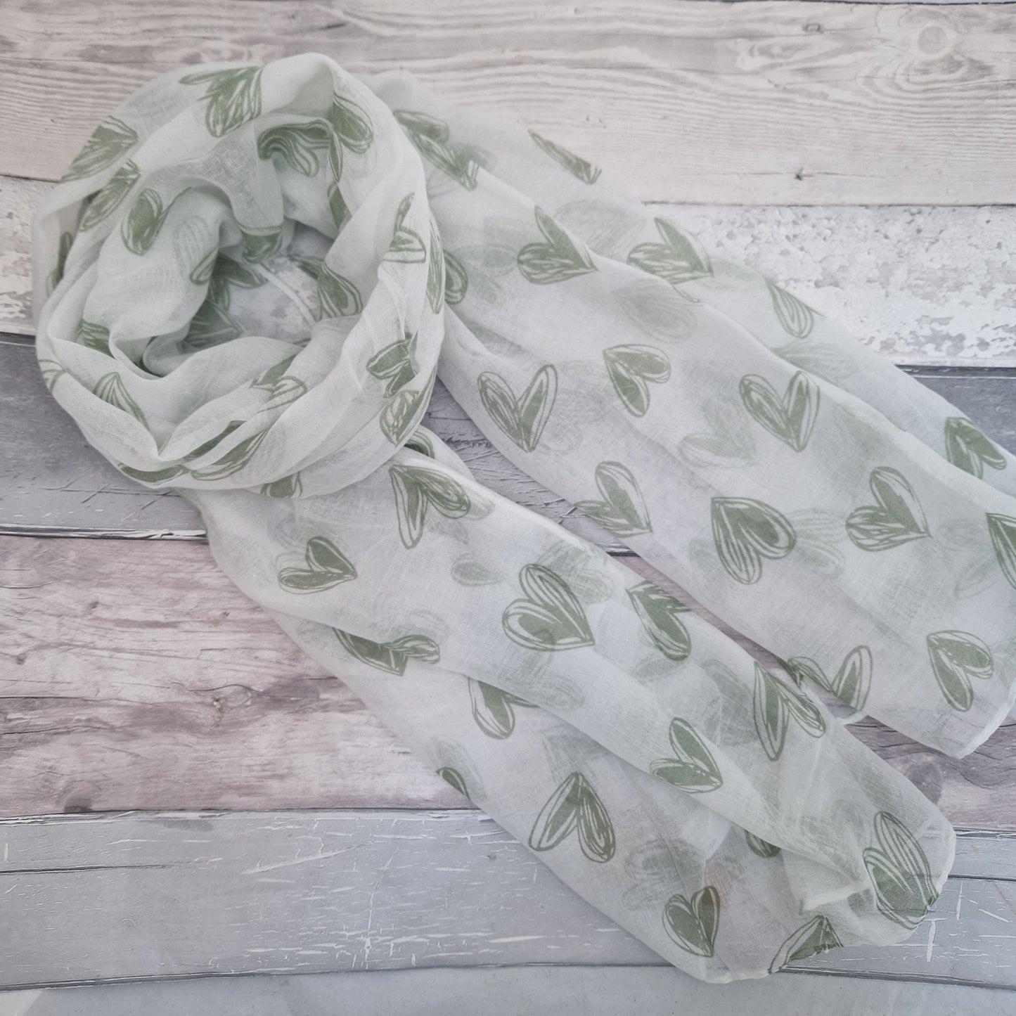 Recycled Plastic Bottles White "Eco" Scarf with Love Heart Print in 3 colours