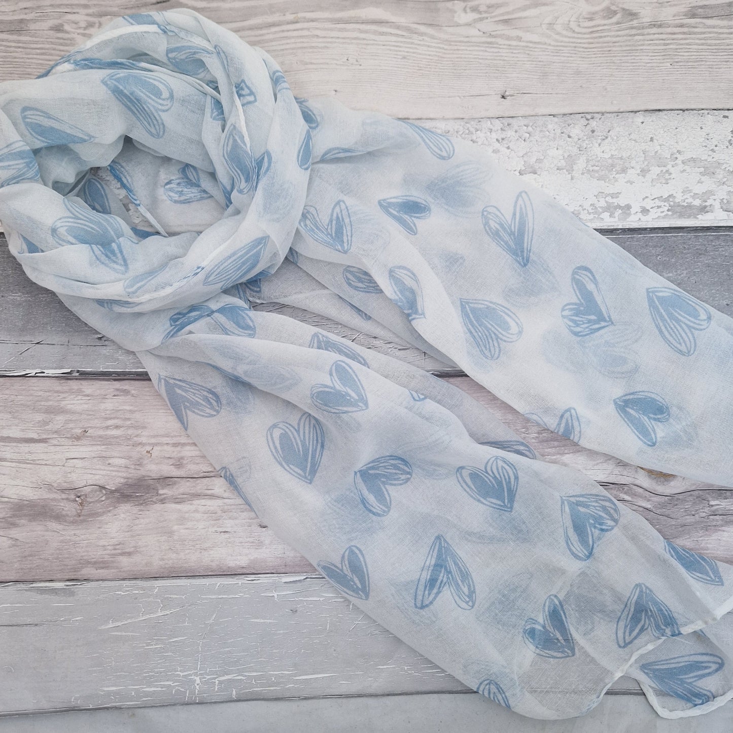 Recycled Plastic Bottles White "Eco" Scarf with Love Heart Print in 3 colours