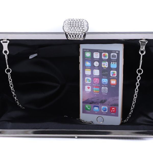 Black and Silver Diamante Clutch Bag End of Line Sassy Spirit